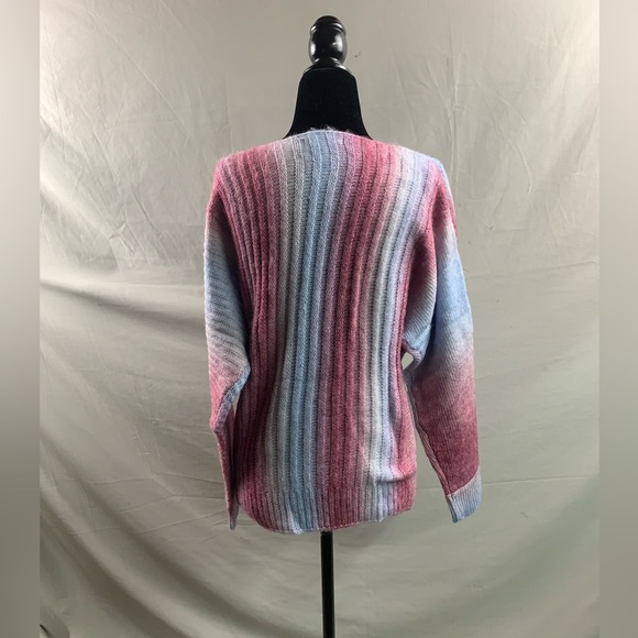 Ombré Drop-Shoulder Batwing Sleeve Knit Sweater - Picture 10 of 10